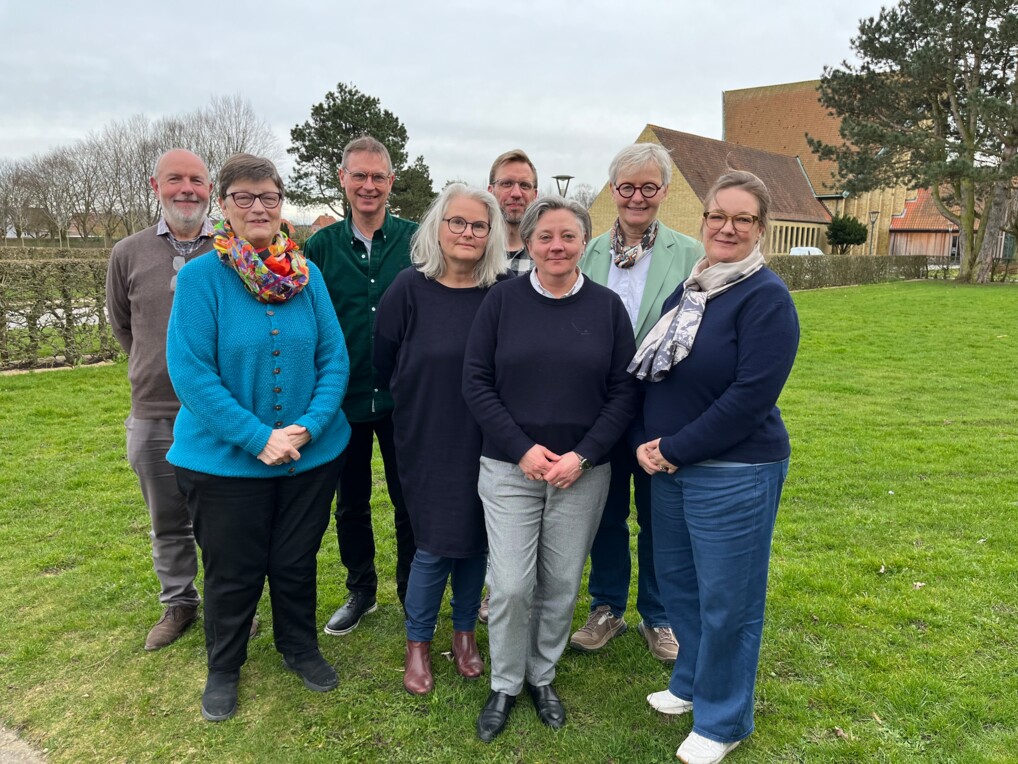 Liturgisk Forums styregruppe. Fra venstre: Karsten Gyldendorf, Grete Bækgaard Thomsen, Johannes Konstantin Neergaard, Lena Kjems, Martin Hornstrup, Charlotte Muus Mogensen, Birgitte Stoklund Larsen, Ane Ørgaard Bramstoft. Fotograf: Esther Jensen.