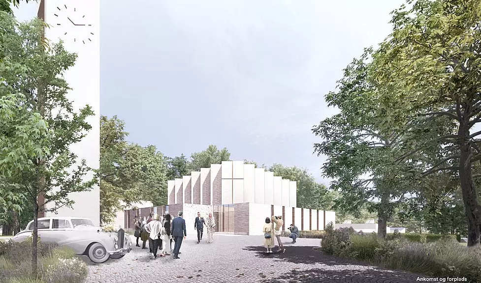 Arkitekttegning af den nye Højvangen Kirke